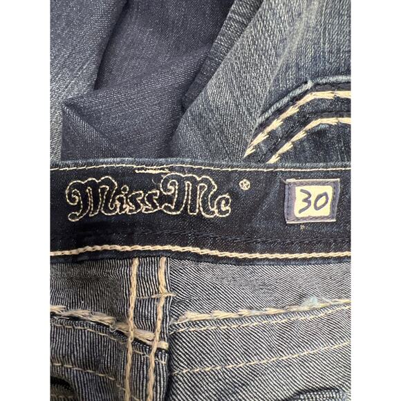 Miss Me Bootcut Loose Saddle Stitch Border Dark Jeans Western Size 30 US 10/12 - Picture 3 of 8